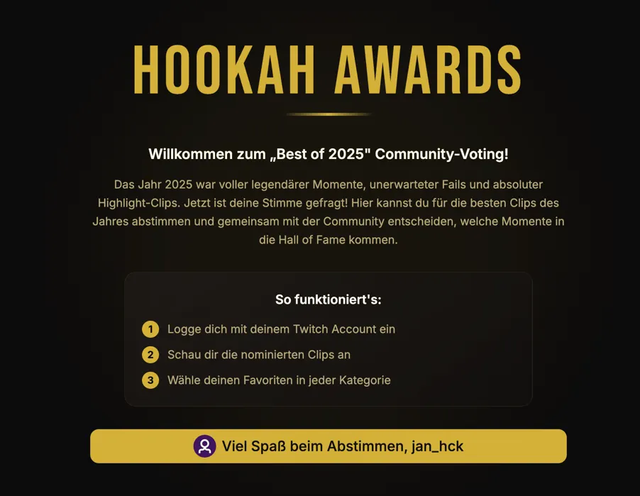Hookah Awards – Vorschaubild der Website